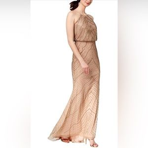 NWT Adrianna Papell Women's New Deco Beaded Halter Blouson Dress